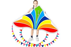 SGftre Colorful Rainbow Kite for Adult and Kids，Easy to Fly,Kites for Kids Ages 8-12，Outdoor Fun Sports Beach Children Toys Kites (Rainbow Crystal)
