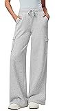 IUGA Fleece Cargo Sweatpants for Women Wide Leg
