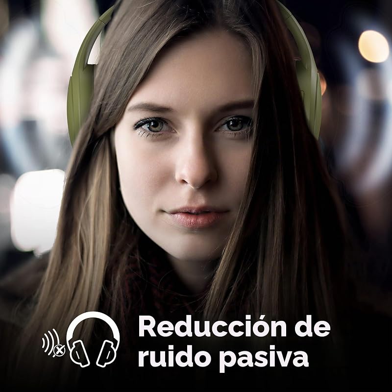 Tonality, Auriculares inalámbricos Plegables con reducción de Ruido pasivo, con conexión Bluetooth, Sonido estéreo con micrófono Incorporado, duración de hasta 30 Horas – Verde