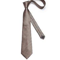 DiBanGu Formal Brown Plaid Tie and Pocket Square