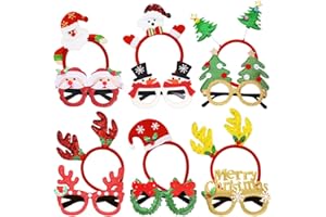 CAMIRUS 12PCS Christmas Headbands and Glasses Frames, Christmas Party Glittered Glasses Frame and Christmas Holiday Headbands for Christmas Party Favors Supplies Xmas Party, Holiday Favors and Photo Booth