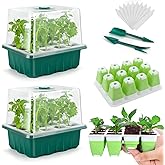 Seed Starter Tray, 24 Cells Indoor Seed Starter Kit, Flexible Silicone Designed Seedling Starter Trays, Germination Tray with Humidity Dome & Lids(4in Height), Reusable & Dishwasher Safe, BPA-FREE