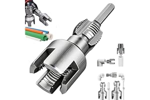 4-in-1 Pipe Threading Tool Kit for 1/2'' & 3/4'' Pipes, Integrated Internal & External PVC Pipe Threader, Drill Compatible Wa