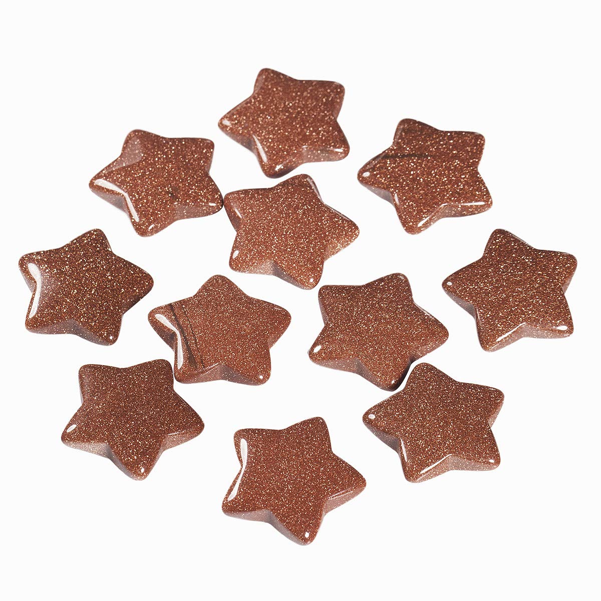 KYEYGWO 1.2" Carved Healing Crystal Star Stone Reiki Tumbled Polished Pocket Palm Worry Stone for Meditation Yoga Energy Balance, Pack of 6 Gold Sand Stone