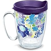 Tervis Plastic Made in USA Double Walled Fiesta Insulated Tumbler Cup Keeps Drinks Cold & Hot, 16oz Mug - Purple Lid, Purple 