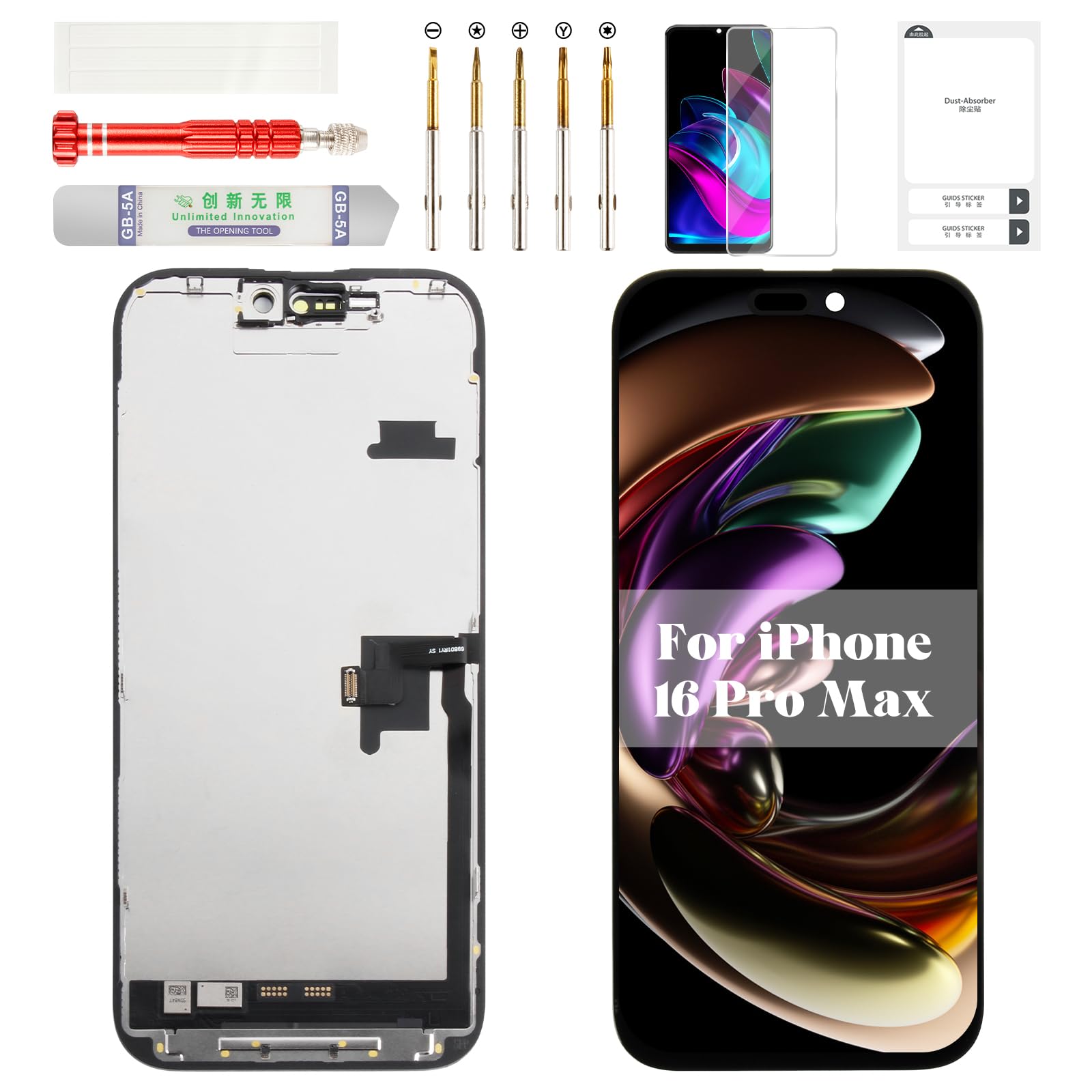 Photo 1 of TFT for iPhone 16 Pro Max LCD Screen Touch for iPhone 16 Pro Max Display Replacement Digitizer Assembly for iPhone 16 Pro Max Screen Replacement A3084 A3296 A3295 A3297 Black