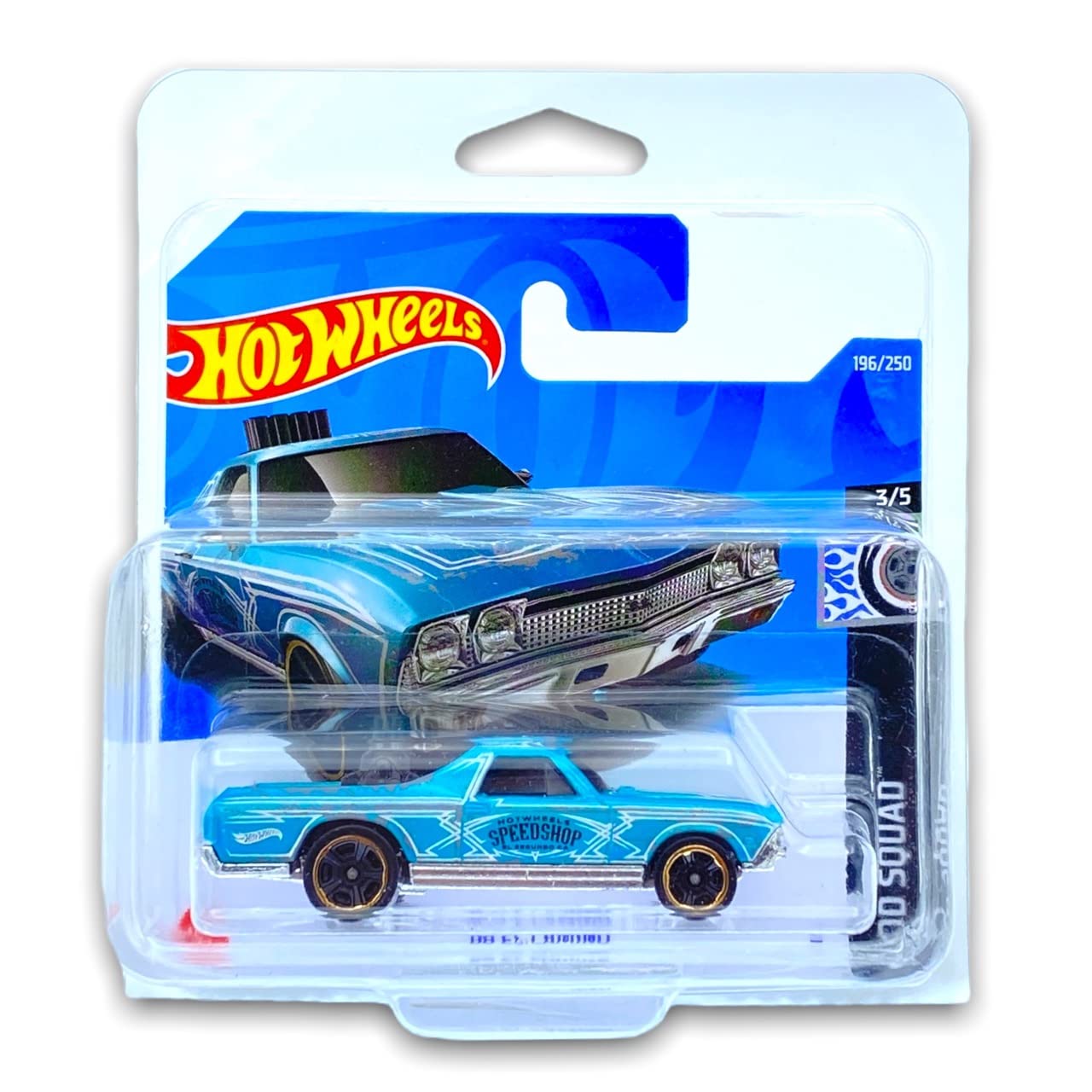 Hot Wheels '68 El Camino (Metallic Blue) 3/5 Rod Squad 2022-196/250 (Short Card) *** COMES IN A KLAS CAR KEEPER PROTECTIVE COLLECTORS CASE *** HCV94