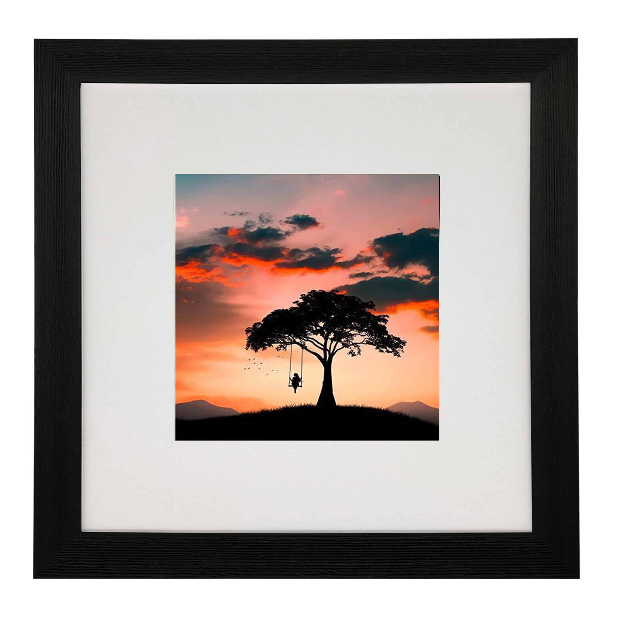 8x8 (20x20cm) Photo Frame Gallery Picture frame with 5x5 mat,Freestanding and Wall Mountable,Black