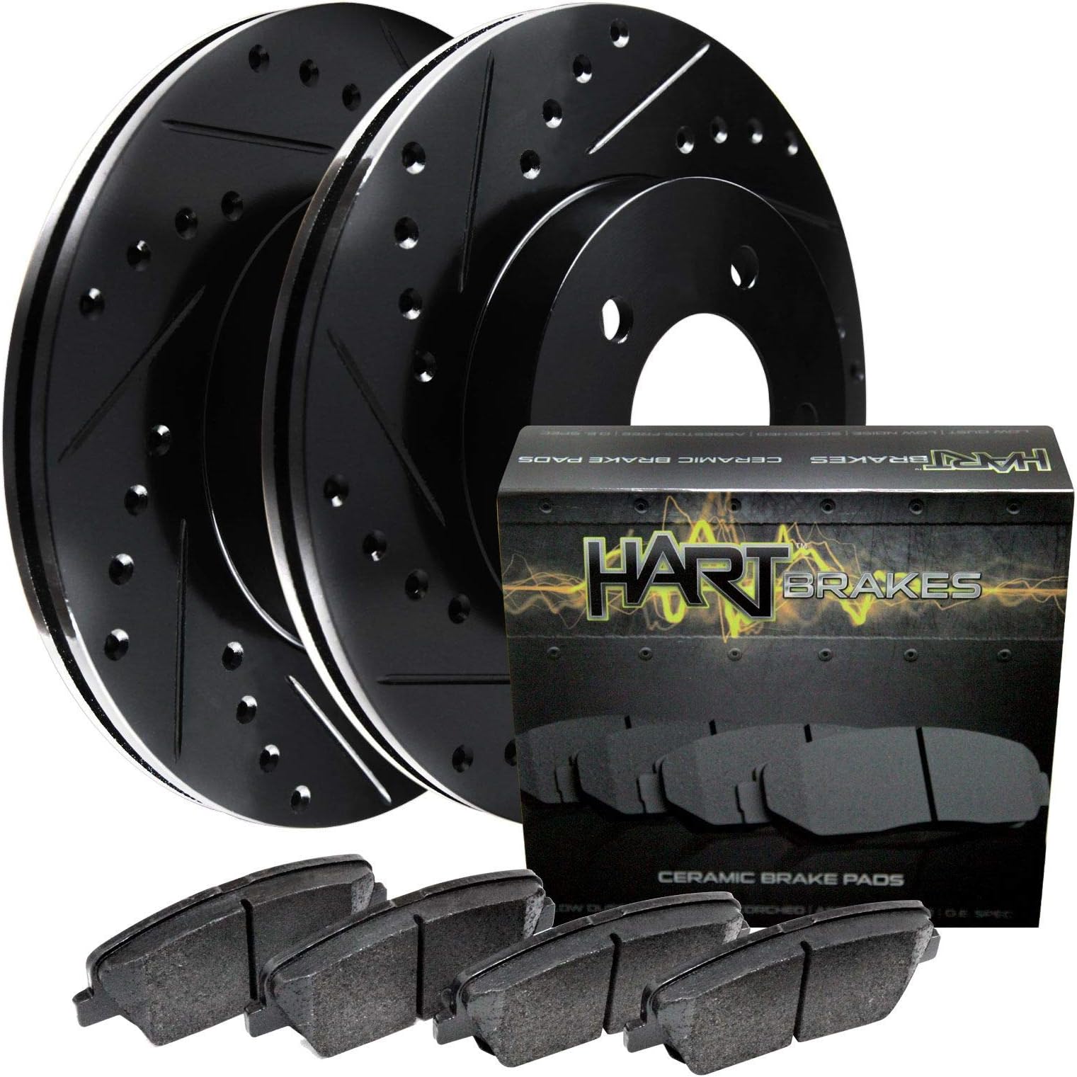 Hart Brakes Front Brakes and Rotors Kit |Front Brake Pads| Brake Rotors and Pads| Ceramic Brake Pads and Rotors - BHCF.44145.02