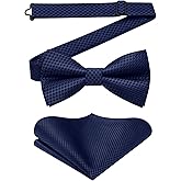 Enlision Bow Ties for Men Formal Pre-tied Bow Tie with Pocket Square Solid Color Clip on Bowties Set for Party Wedding