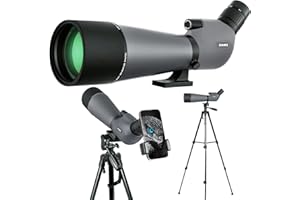 GUANIEE 25-75x80 Spotting Scope for Target Shooting with Upgraded Tripod Carrying Bag and Phone Adapter Spotter Scope for Bird Watching, Wildlife Viewing Grey
