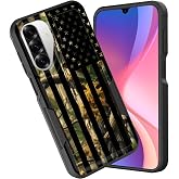 CICPLKSE for Galaxy A17 5G Case,Dual Layer Heavy Duty Hybrid Shockproof Hard PC Soft Silicone TPU Bumper Protective Cover Case for Samsung Galaxy A17 5G 6.7 inch 2025,Camo Forest American Flag
