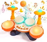 Fajiabao Toddler Drum Kit 4 Pads 2 Cymbals 3 Modes LED Lights Microphone view 2
