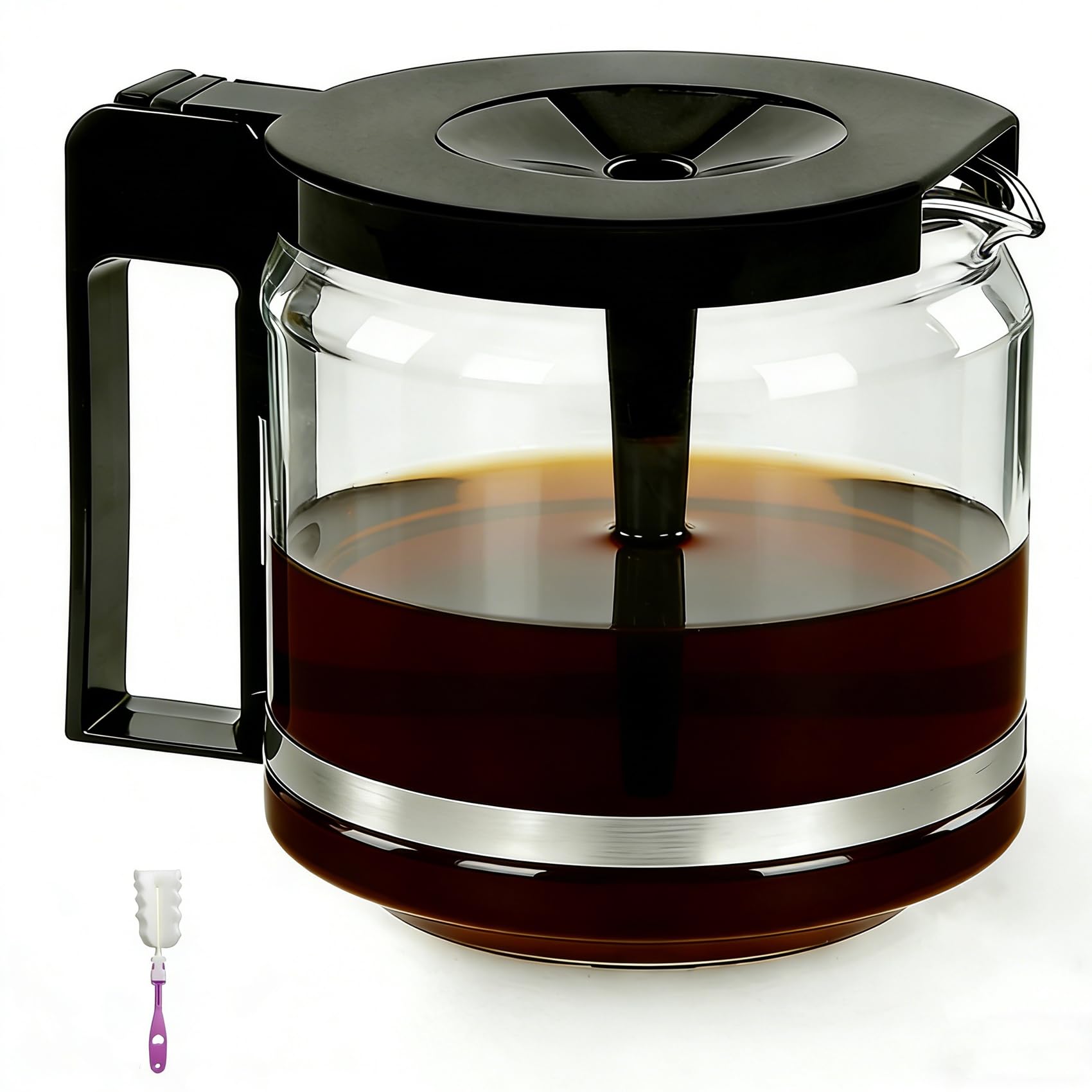 Photo 1 of ???? ??????? Carafe Compatible With Technivorm 89830 1.25L Glass Carafe, 10Cup/40oz Coffee Pot Compatible with Moccamaster KBG/KBGV/CDG Model Brewer, External Metal Ring Reinforcement.