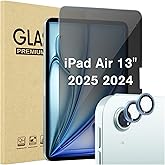 ProCase 1 Pack Privacy Screen Protector + 2 Pack Camera Lens Protectors for iPad Air 13 Inch M3 2025 / M2 2024, Anti-Spy Tempered Glass Film for iPad Air 7/6 -Blue