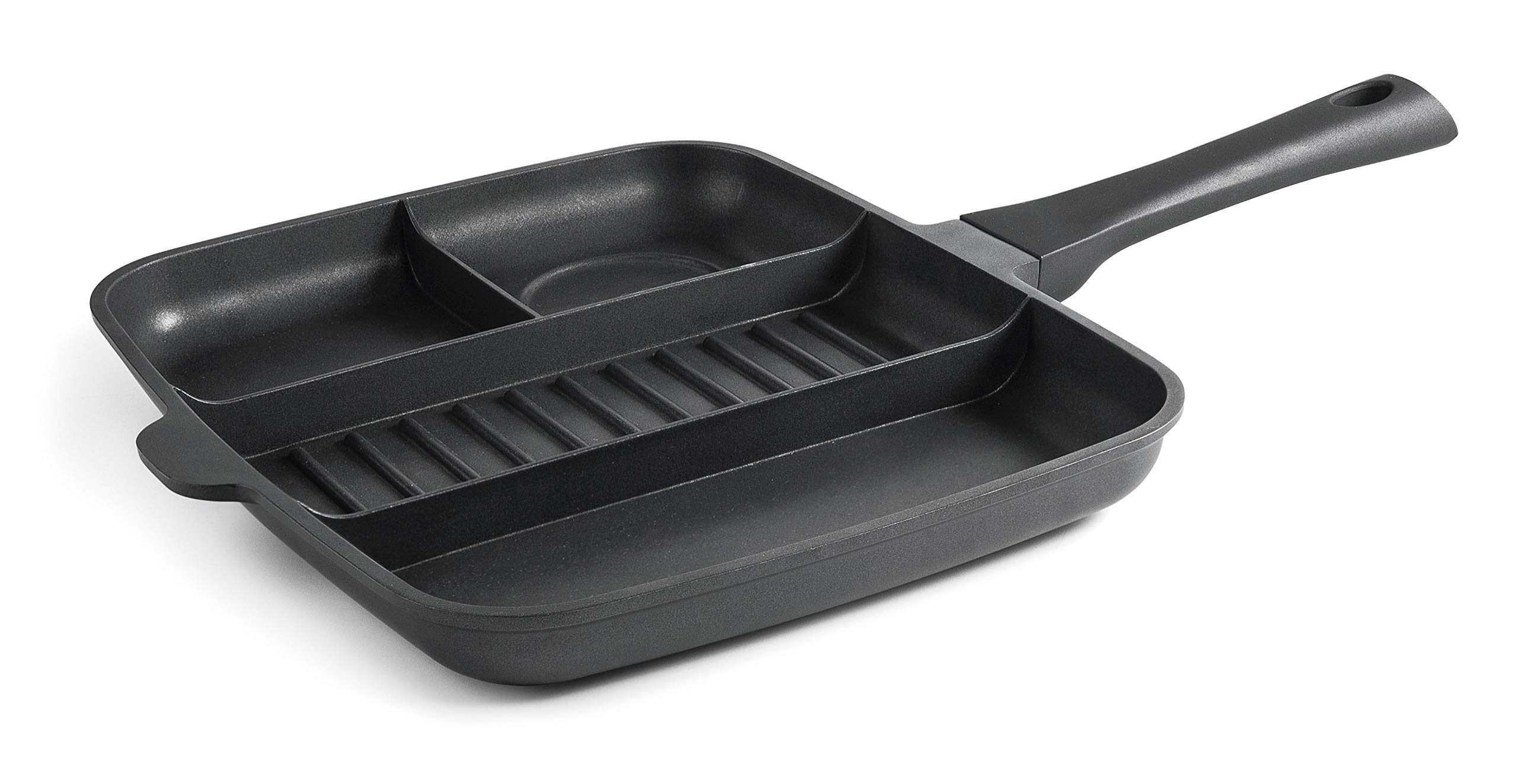 Lacor ASADOR Gril 4-1 A.Fun.32X26 Titanium Pro Frying Pan with Non-Stick, Individual Compartments 4 in 1, Aluminium, 32x26 cm, 1 Liter, Multicolour