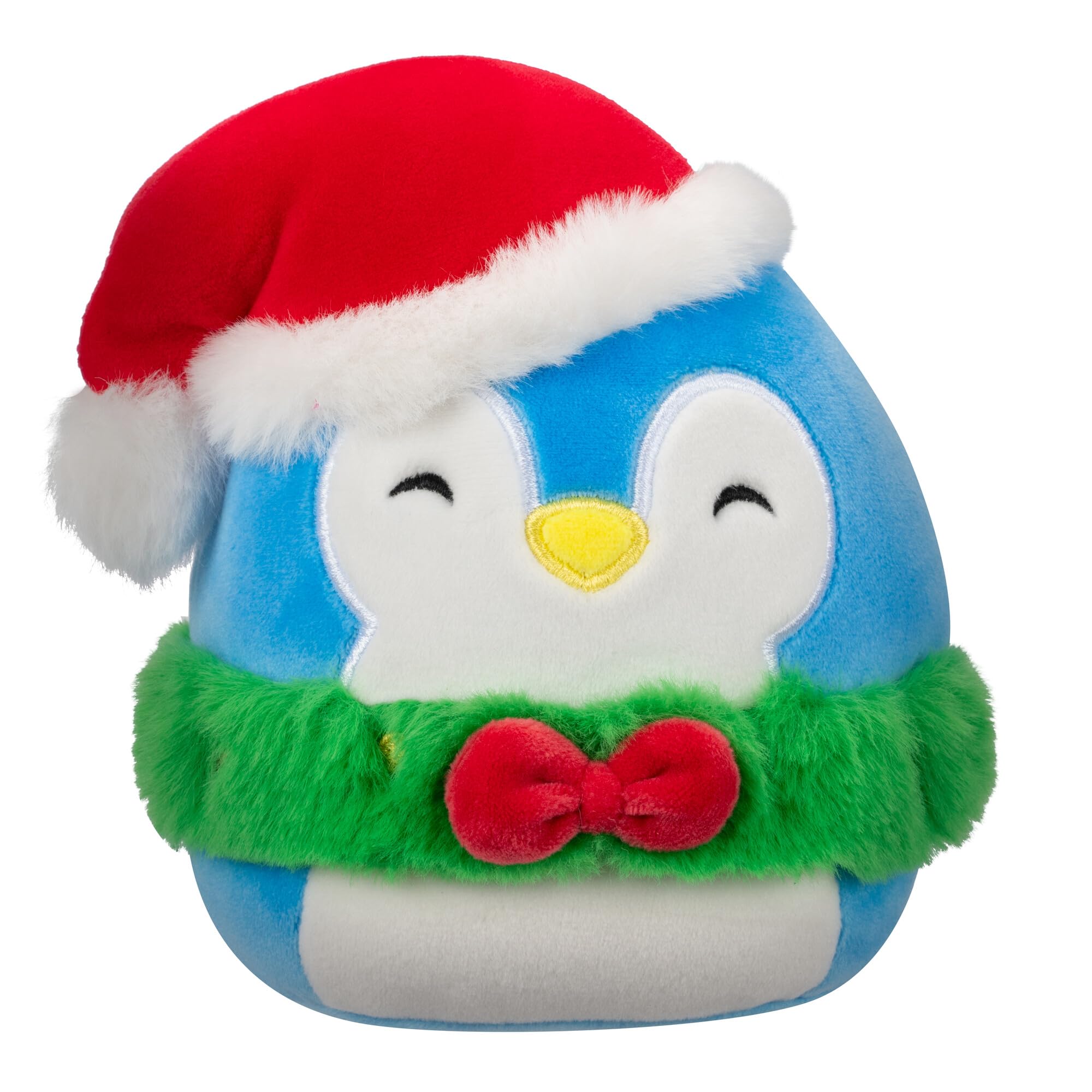 Squishmallows Original 7.5-Inch Puff the Blue Penguin with Green Wreath Small-Sized Ultrasoft Plush