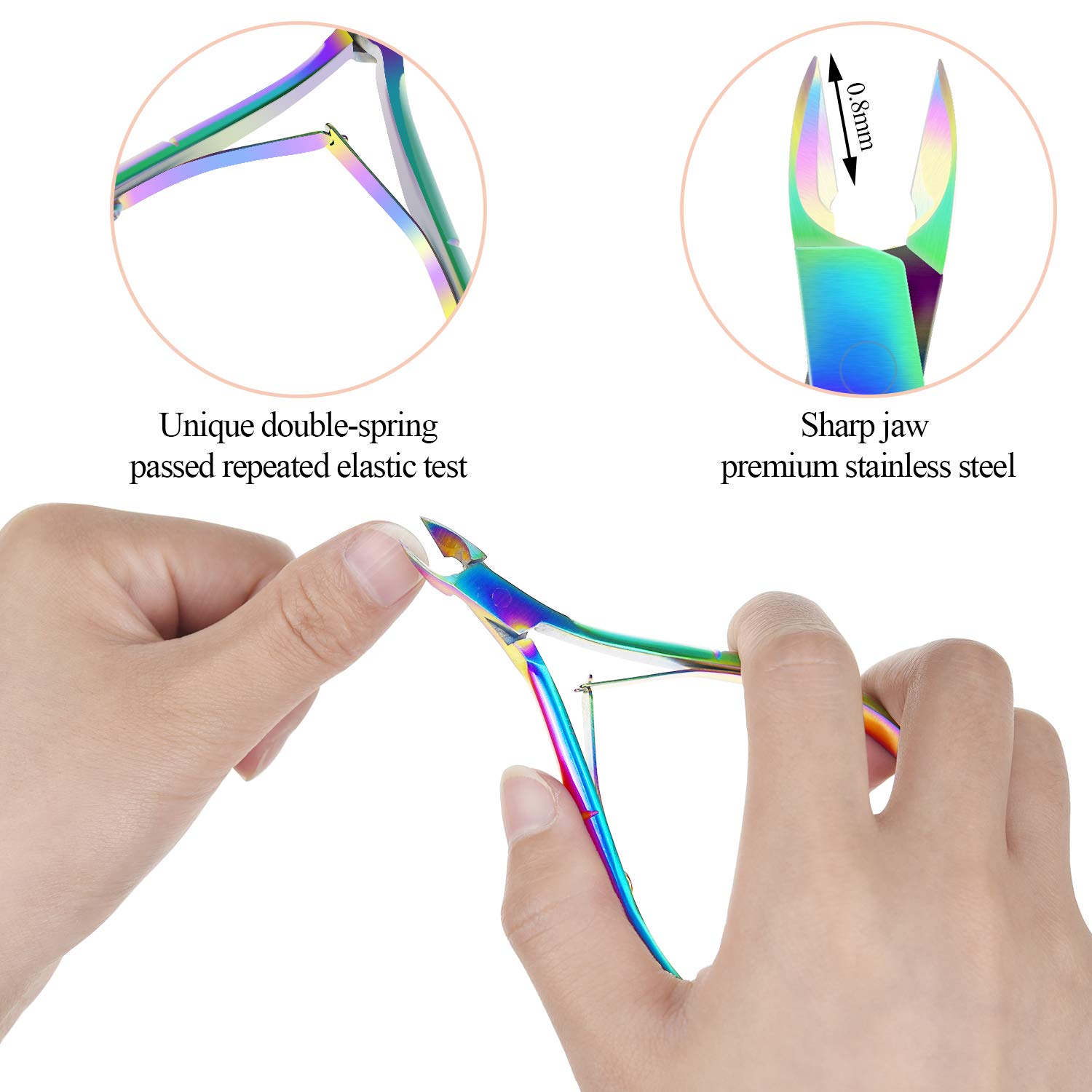 EAONE Cuticle Nipper and Pusher Set Nail Nippers Stainless Steel Cuticle Trimmer Cutter Dead Skin Remover for Women Girls Toenails and Fingernails Care, 6 Pieces, Colorful: Beauty