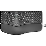 Arteck Split Ergonomic Keyboard with Cushioned Wrist and Palm Rest, 2.4G USB Wireless Comfortable Natural Ergonomic Split Key
