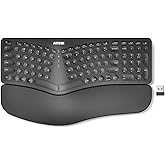 Arteck Split Ergonomic Keyboard with Cushioned Wrist and Palm Rest, 2.4G USB Wireless Comfortable Natural Ergonomic Split Key
