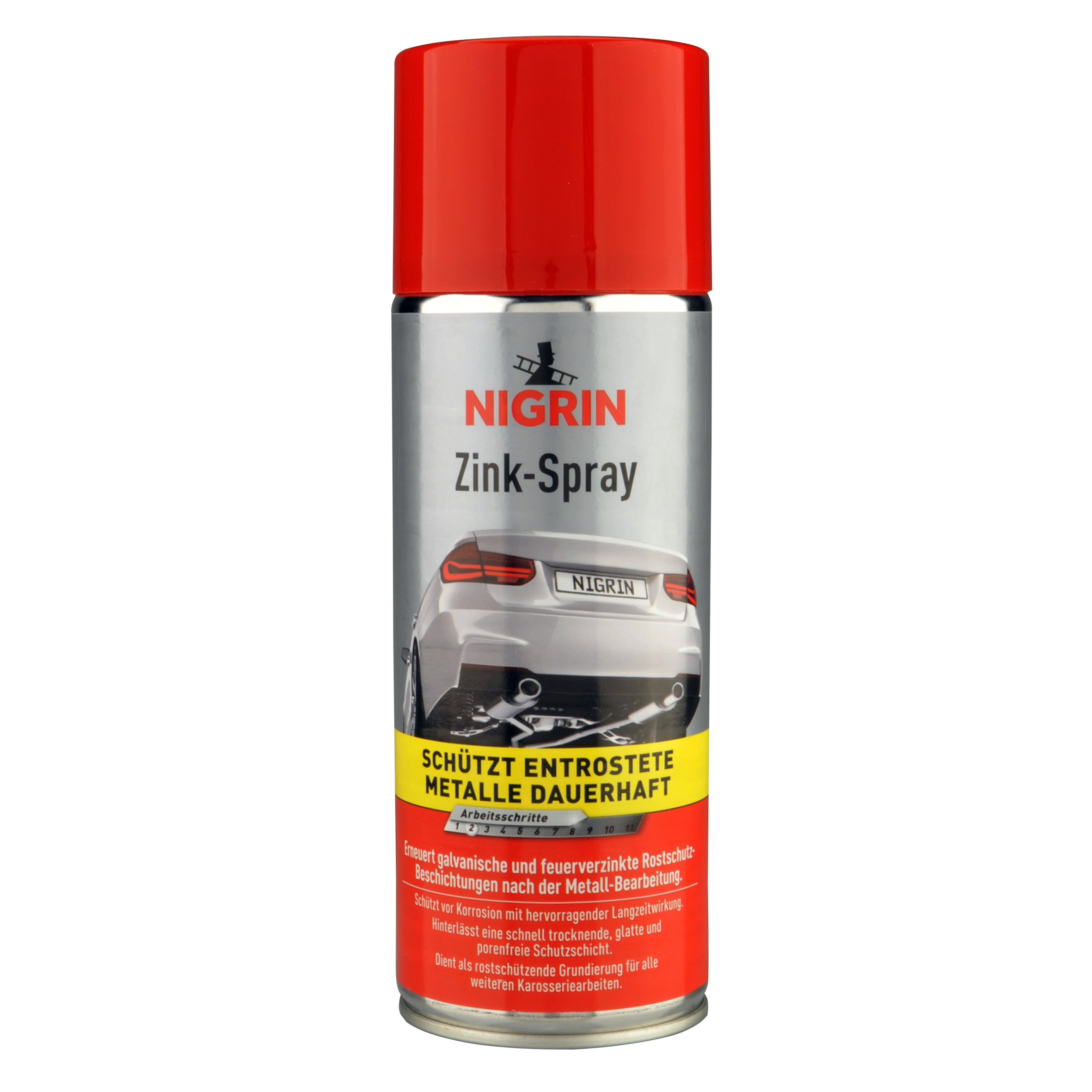 NIGRIN Zinkspray, 400 ml, erneuert die Rostschutz-Beschichtung nach der Metall-Bearbeitung, langanhaltender Rostschutz, schnell trocknend