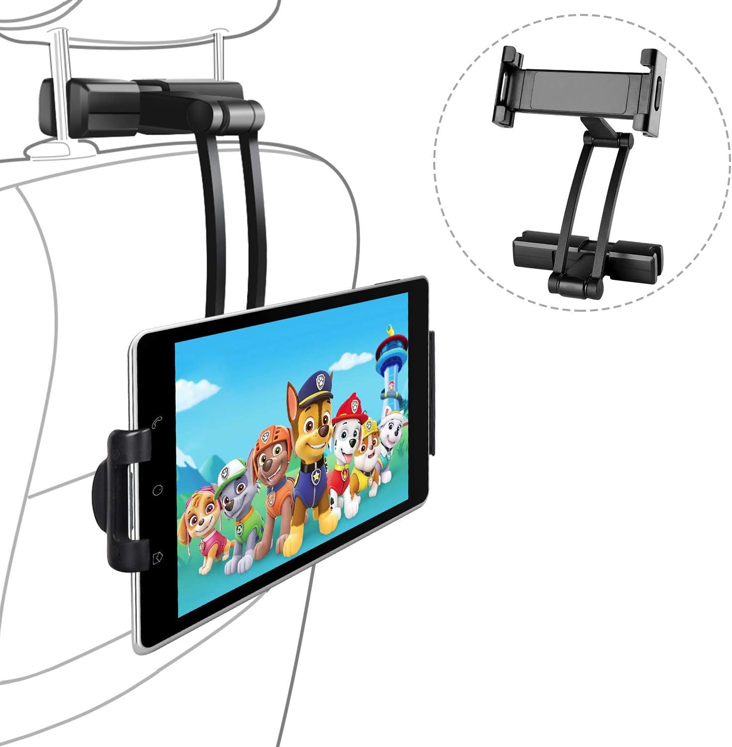 Tablet Holder for Car Headrest,Backseat Holder for Apple iPad Pro Mini Air, Samsung Galaxy Tab, (Black)