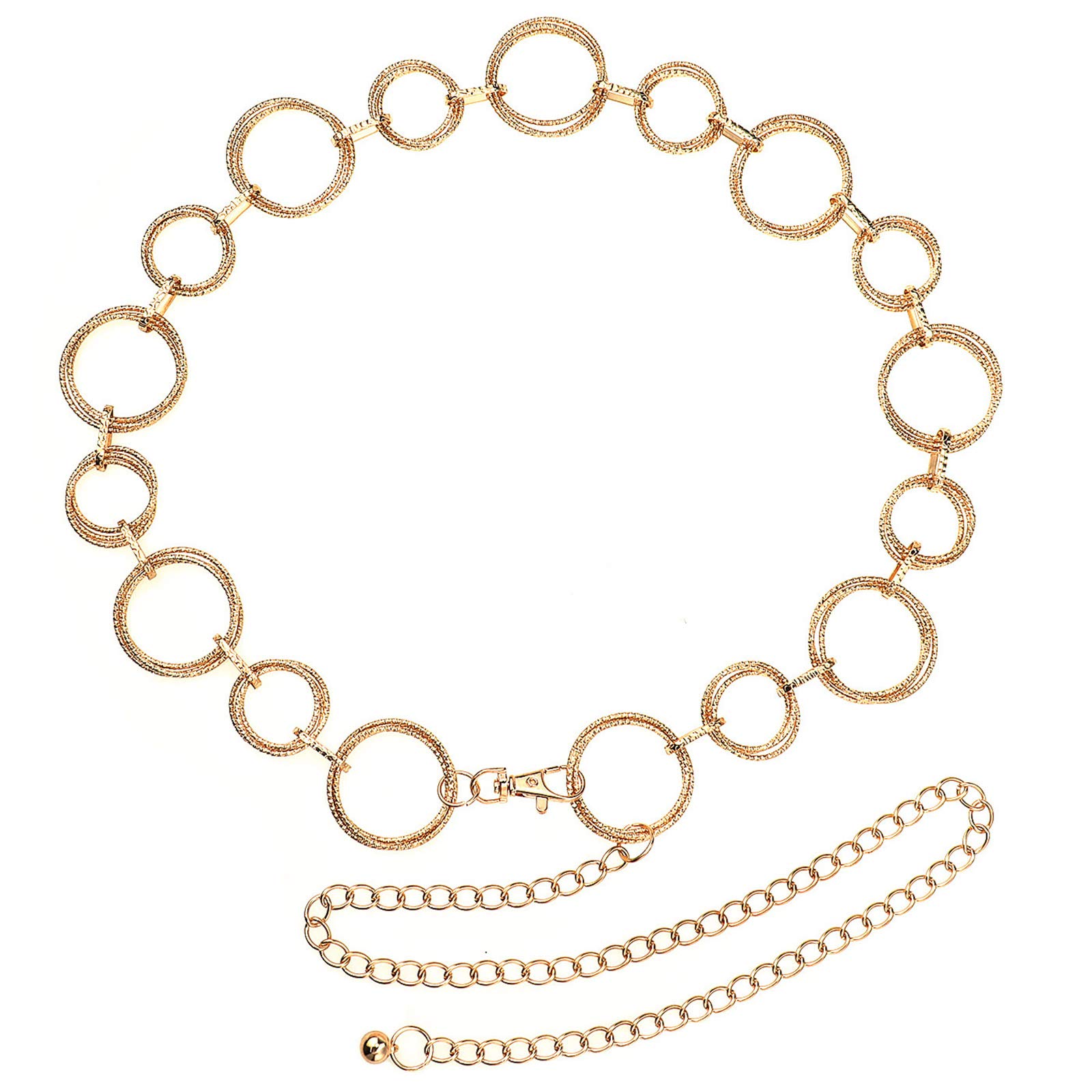 YooAi O-Ring Chain Belts Waist Belt Links for Women Metal Link Chain Gift Gold 135cm
