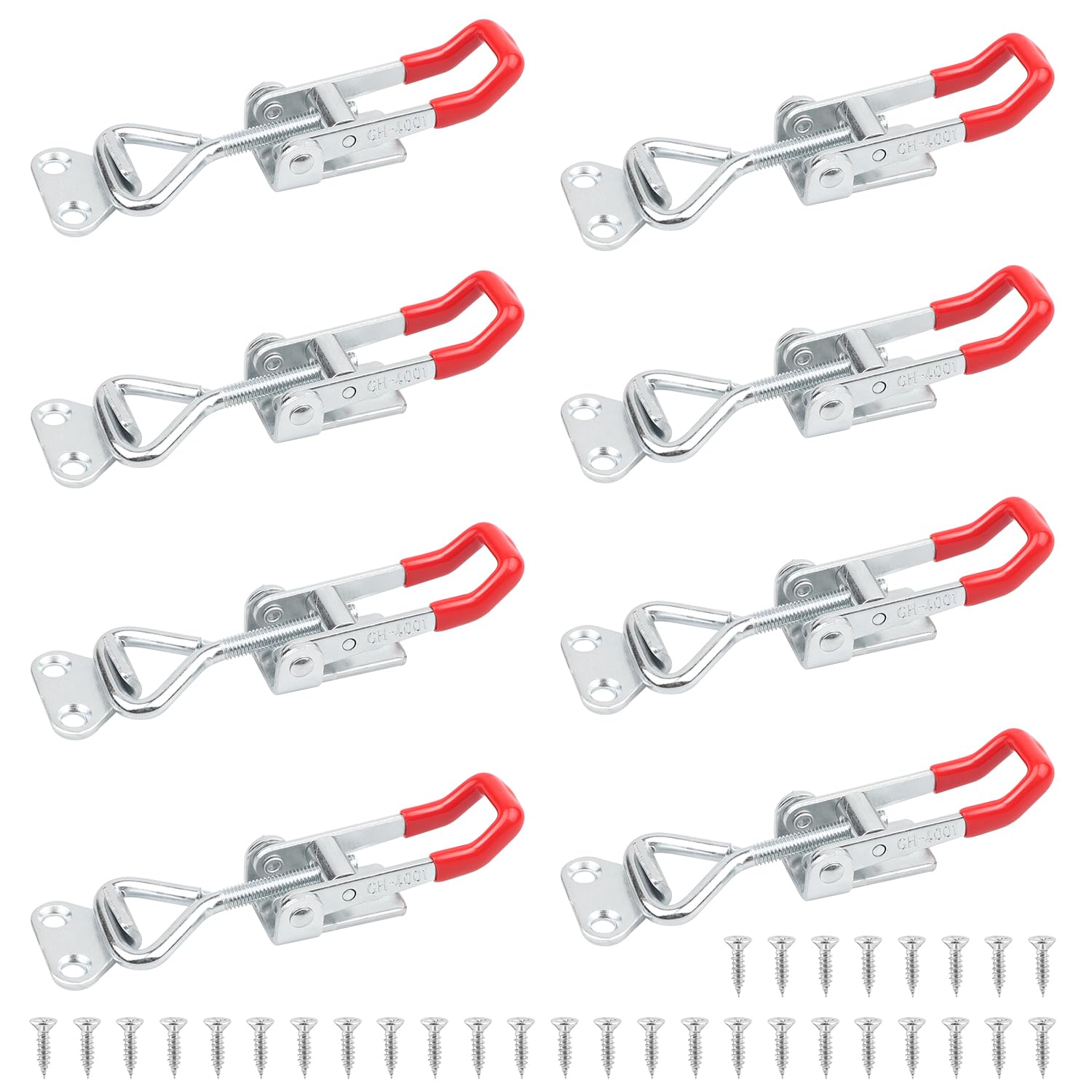 EXLECO Metal Toggle Clamp GH-4001 8 Pcs 100kg Toggle Clamp Latch Small Adjustable Cabinet Boxes Case Catches Latch Hasp