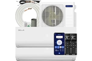 DELLA 20K BTU ODU 2 Dual Zone 9000 12000 BTU Mini Split Air Conditioner Work with Alexa, 20 SEER2 208-230V Cools Up to 950 Sq.Ft Wifi Multi Zone Pre-Charged Heat Pump with 16ft Installation Kits