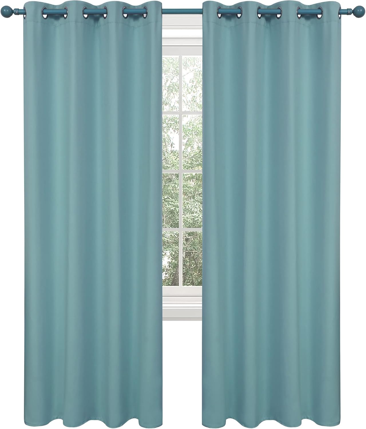 Outdoor Curtains - Deconovo Long Curtains 108 Inch Length for Patio Door, Nursery Room Darkening Window Treatments Thermal Draperies (Teal, 52x108 Inch, 2 Panels)