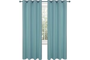 Deconovo Long Curtains 108 Inch Length for Patio Door, Nursery Room Darkening Window Treatments Thermal Draperies (Teal, 52x108 Inch, 2 Panels)