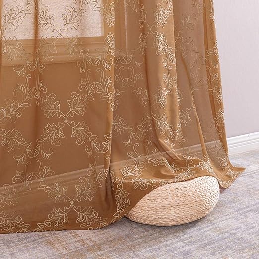 Amazon Com Topick Brick Red Sheer Curtains For Living Room Voile