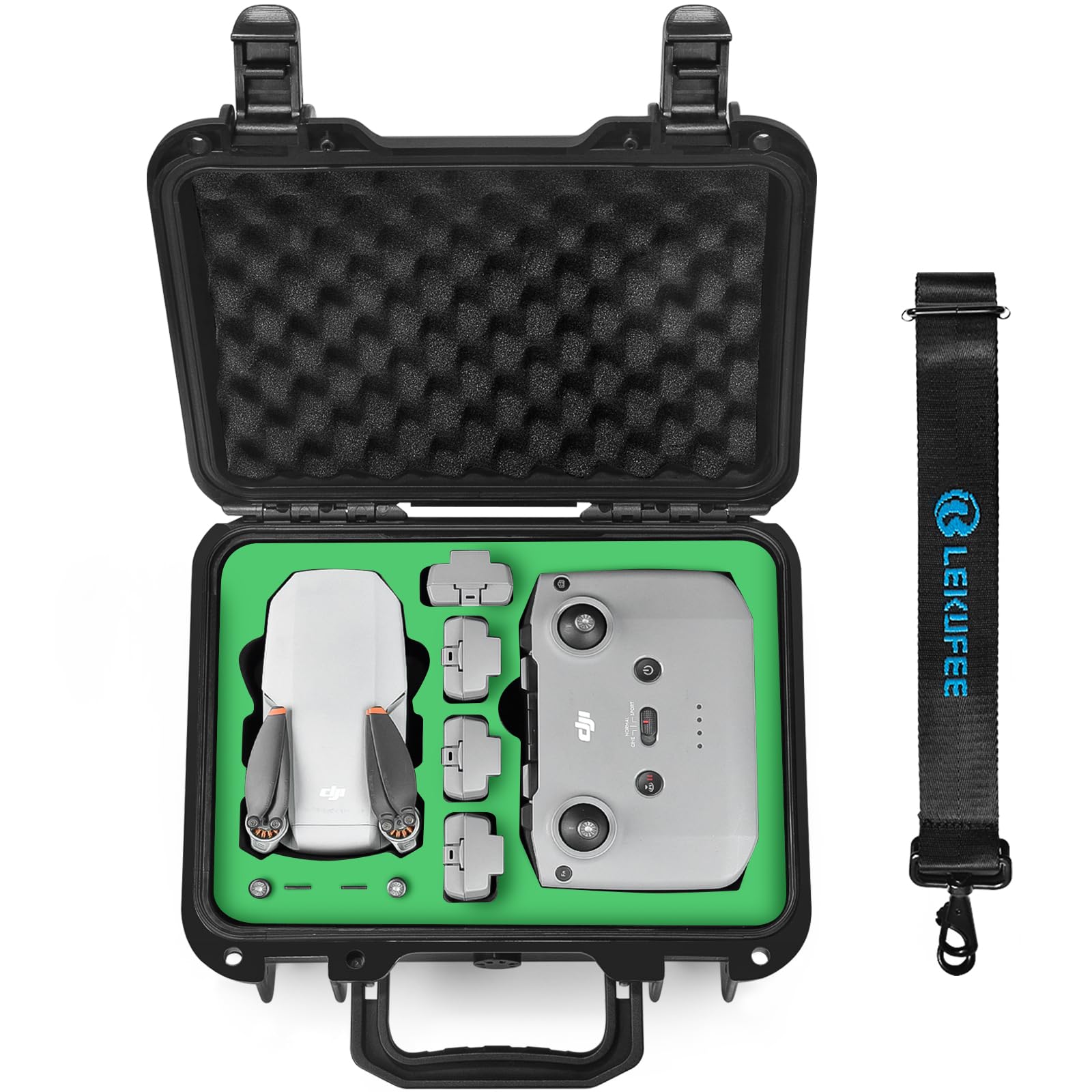 LEKUFEE Portable Waterproof Hard Case for DJI Mini 4K/Mini 2 SE/2 Drone & Accessories(Green) (Case Only)