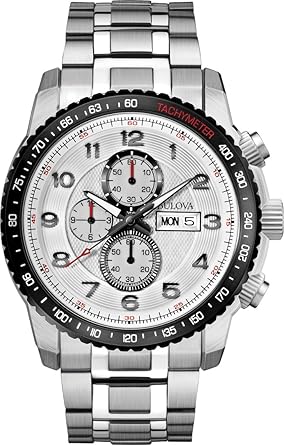 Bulova Marine Star Chronograph White Dial Stainless Steel Mens Watch 98C114