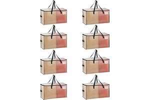 VENO 8 Pack Moving Bags, Comforter and Blanket Storage Bags for Closet, Moving Boxes, Boxes with Lids Alternative, College Dorm Packing Supplies, Foldable Heavy-Duty Tote with Window (Clear, 8 Pack)