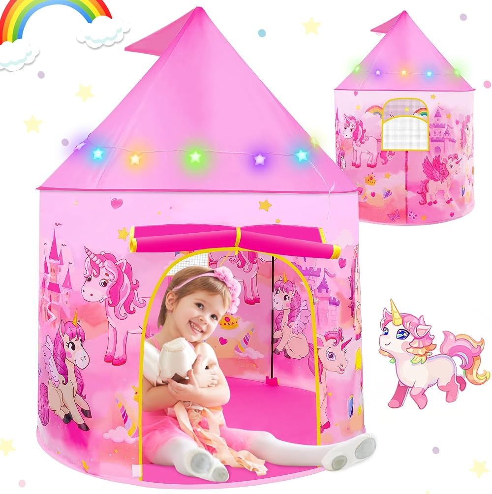 Dikence Unicorn Pop Up Tent Kids Playhouse Teepee Princess Castle 3-7