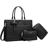 Keyli 3pcs Laptop Bag for Women 15.6 Inch Leather Work Tote Bags Professional Business Office Computer Shoulder Briefcase