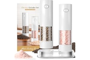 Electric Salt and Pepper Grinder Set - Rechargeable Automatic Salt and Pepper Shakers, Kitchen Appliances with External Adjus
