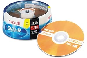 MAXELL DVD-R 4.7 RECORDABLE (Spindle Case) - Spindle 15 Blank DVD-R Disc, (638006)