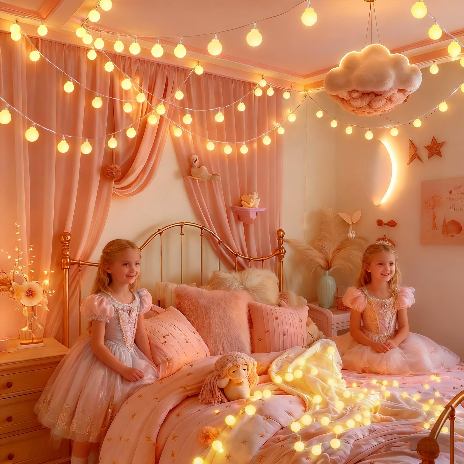 Photo 1 of 200 LED Hanging String Lights – 66ft Plug in Fairy Lights with 8 Modes,Warm White String Lights for Bedroom, Connectable Globe Lights for Classroom, Dorm, Patio, Party & Christmas Decor