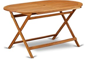 East West Furniture DIBS5CWNA Diboll 5 Piece Patio Dining Set Includes an Oval Outdoor Acacia Wood Table and 4 Folding Side Chairs, 36x60 Inch, Natural Oil