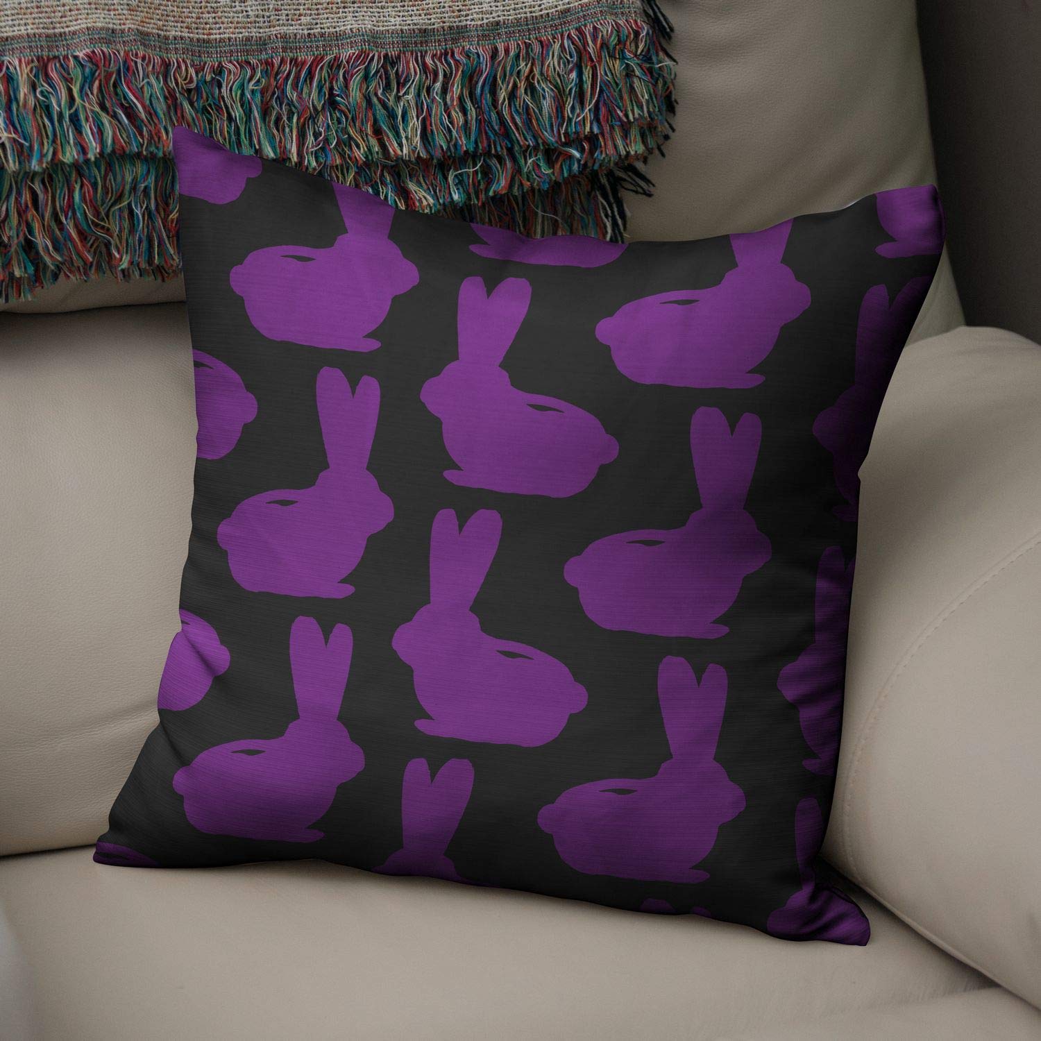 Bonamaison Decorative Cushion Cover Purple & Black, Throw Pillow Covers, Home Decorative Pillowcases for Livingroom, Sofa, Bedroom, Size: 43X43 Cm - Designed and Manufactured in Turkey