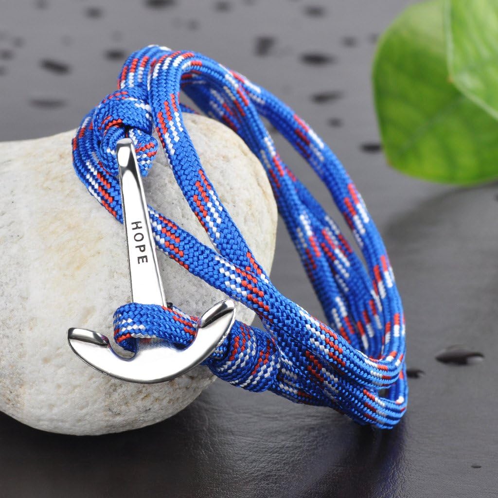 Infinite U Fashion Hope Sailor Anchor Womens Mens Wrap Bracelet Braided Colorful Nylon Rope Alloy Multilayer Charm Wristband Bangle - Image 3