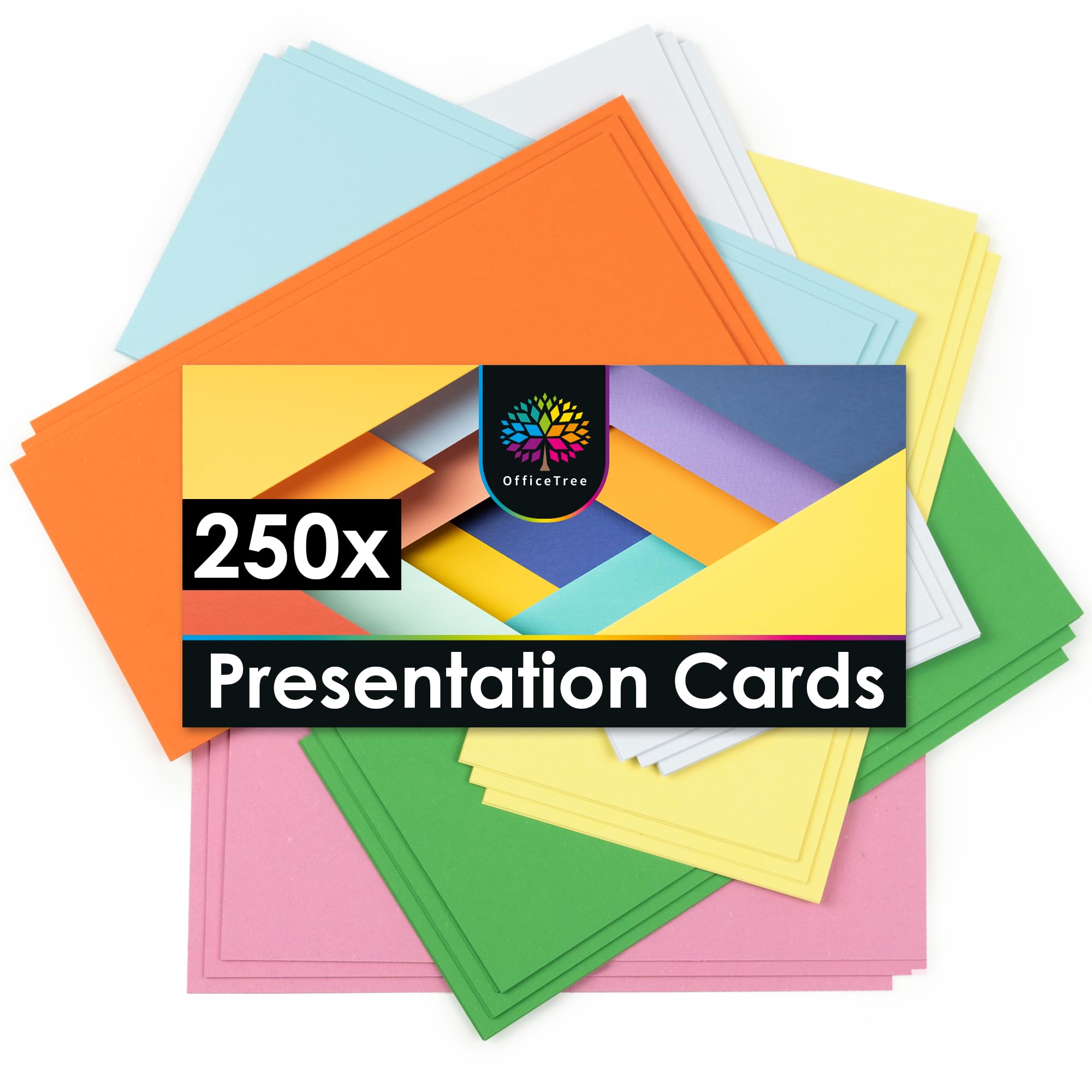 OfficeTree Moderation Cards Rectangular 20x10 cm - 150 g/sqm - 6 Colours - Flashcards Indispensable for Professional Presentation, Discussion, Moderation - Resource for Classrooms, Meetings, Office