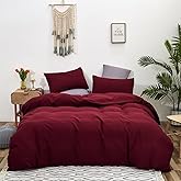 Cottonight Dark Red Comforter King Burgundy Bedding Chic Modern Wine Red Blanket Quilt Breathable Cotton Modern Solid Blackish Red Comforter Set for Women Men King Bed