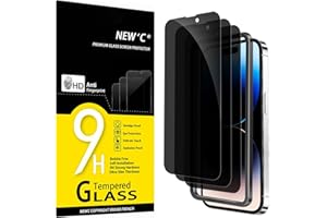NEW'C 3 Pack Privacy for iPhone 14 Pro Screen Protector (6.1 inches), Anti-Spy Tempered Glass Film,Case Friendly Ultra Resist
