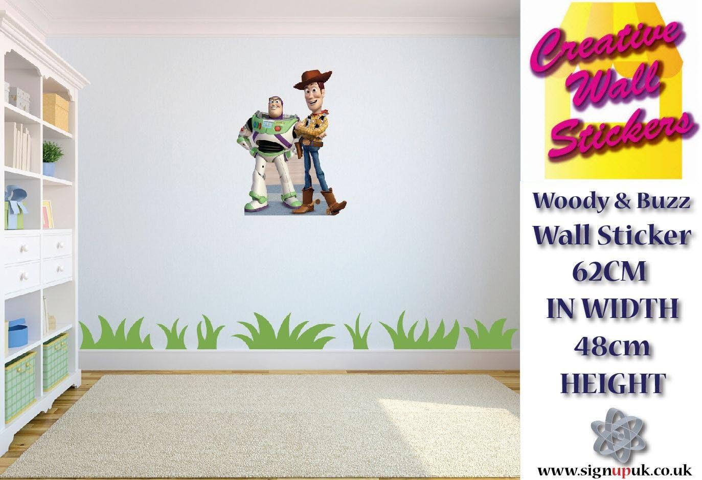 Toy Story Wall Sticker Woody & Buzz Children's Bedroom Wall Decal Mural.