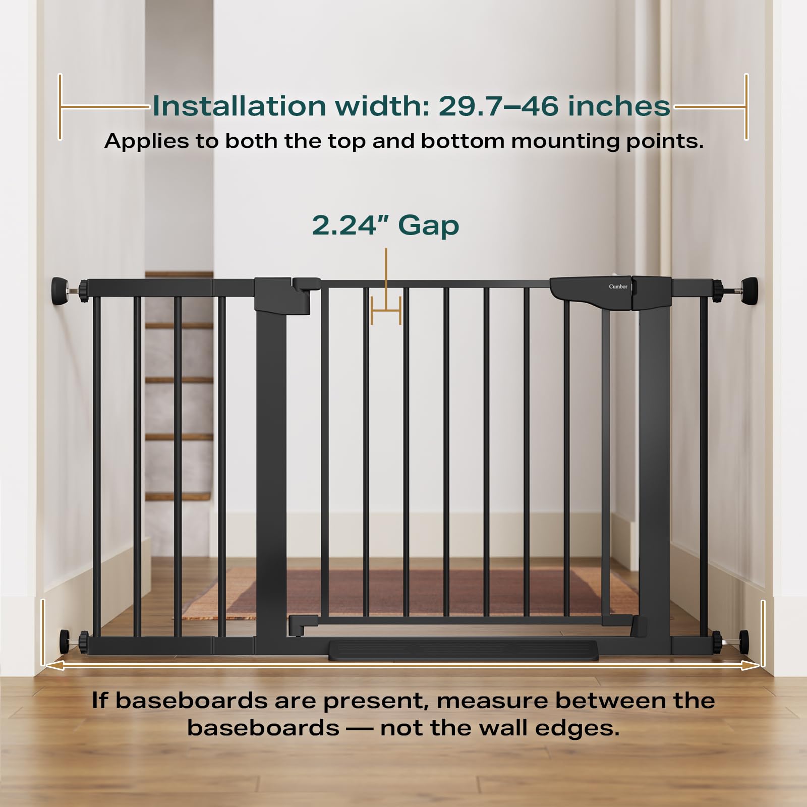 Condition photo showing New/Like New for cumbor 2 pack 29.7-54.2" baby gate for stairs, mom's choice awards winner-auto close dog gate for do