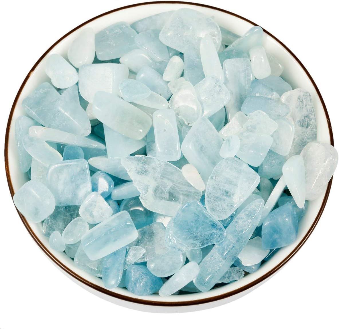 KYEYGWO Aquamarine Tumbled Chips Crushed Natural Stone for Decoration Crystal Quartz Gravel Garden Decorative Stones 1 Pound(460 Gram) - Image 3