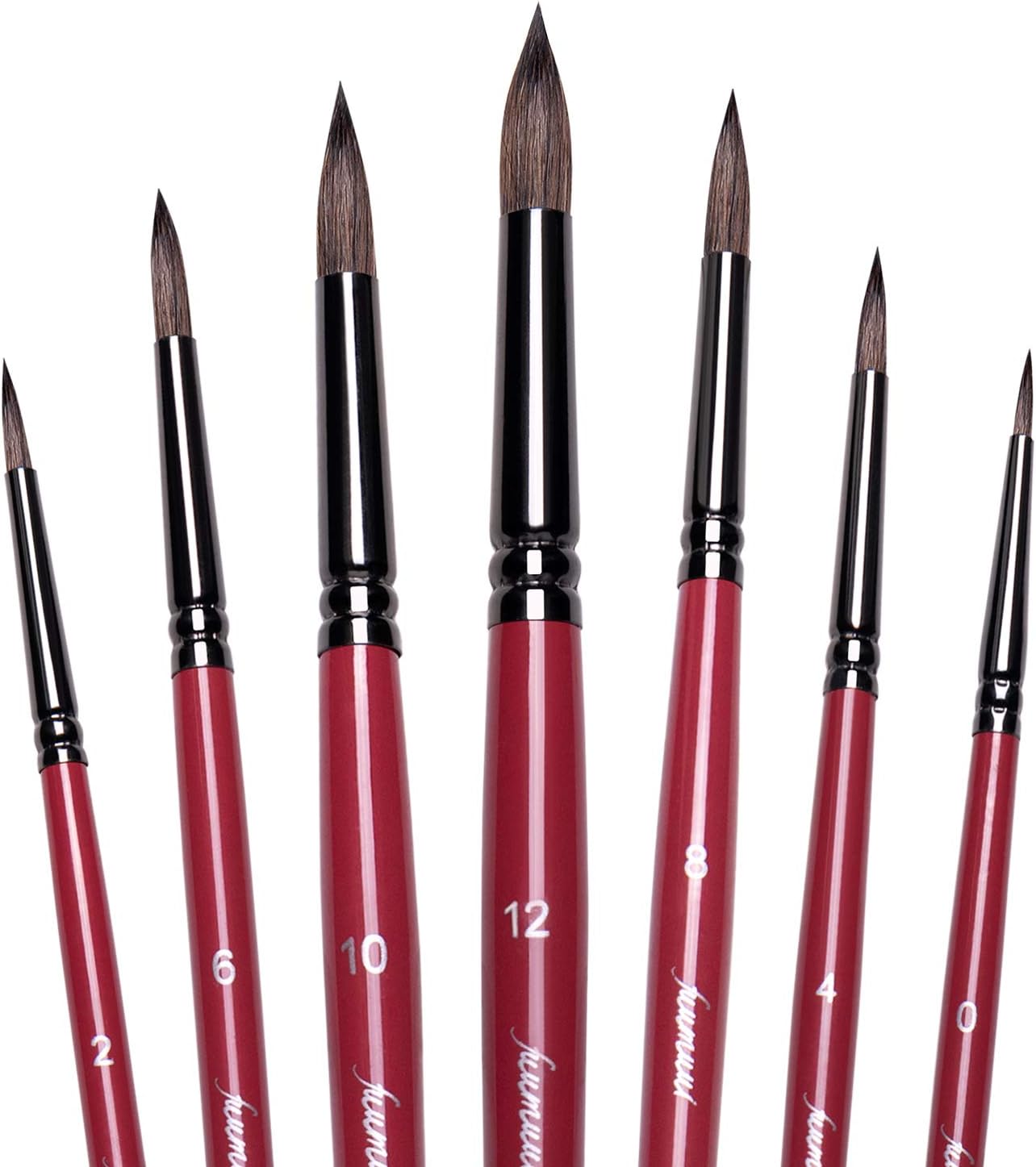 Sable PointedRound Paint Brushes Set, 7pcs Professional